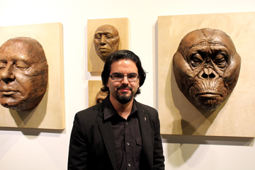 Gabriel Viñas with some of his sculptures