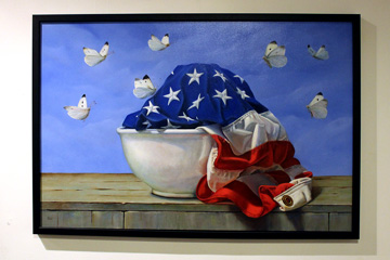 A painting of an American flag by Amy Fell