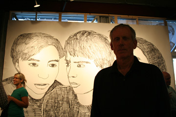 Robert Sestok with his drawing of Nicole