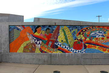 Detail of a tile mosaic mural